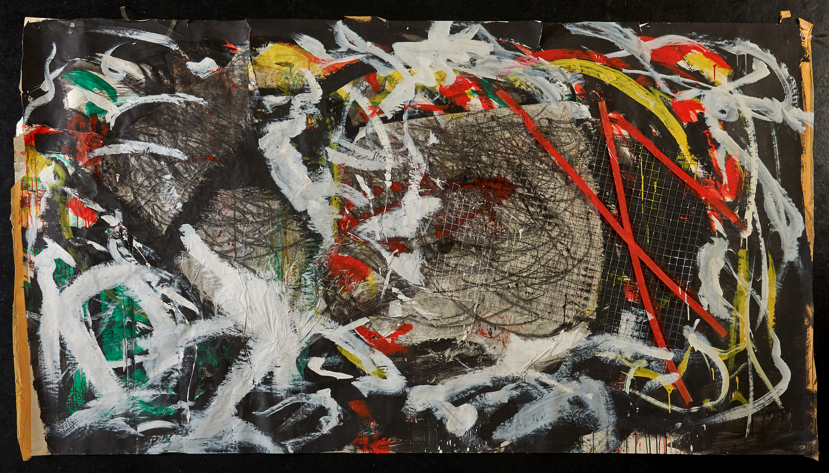 1997-2, Malerei, Öl, Acryl, Collage auf Kraftpapier