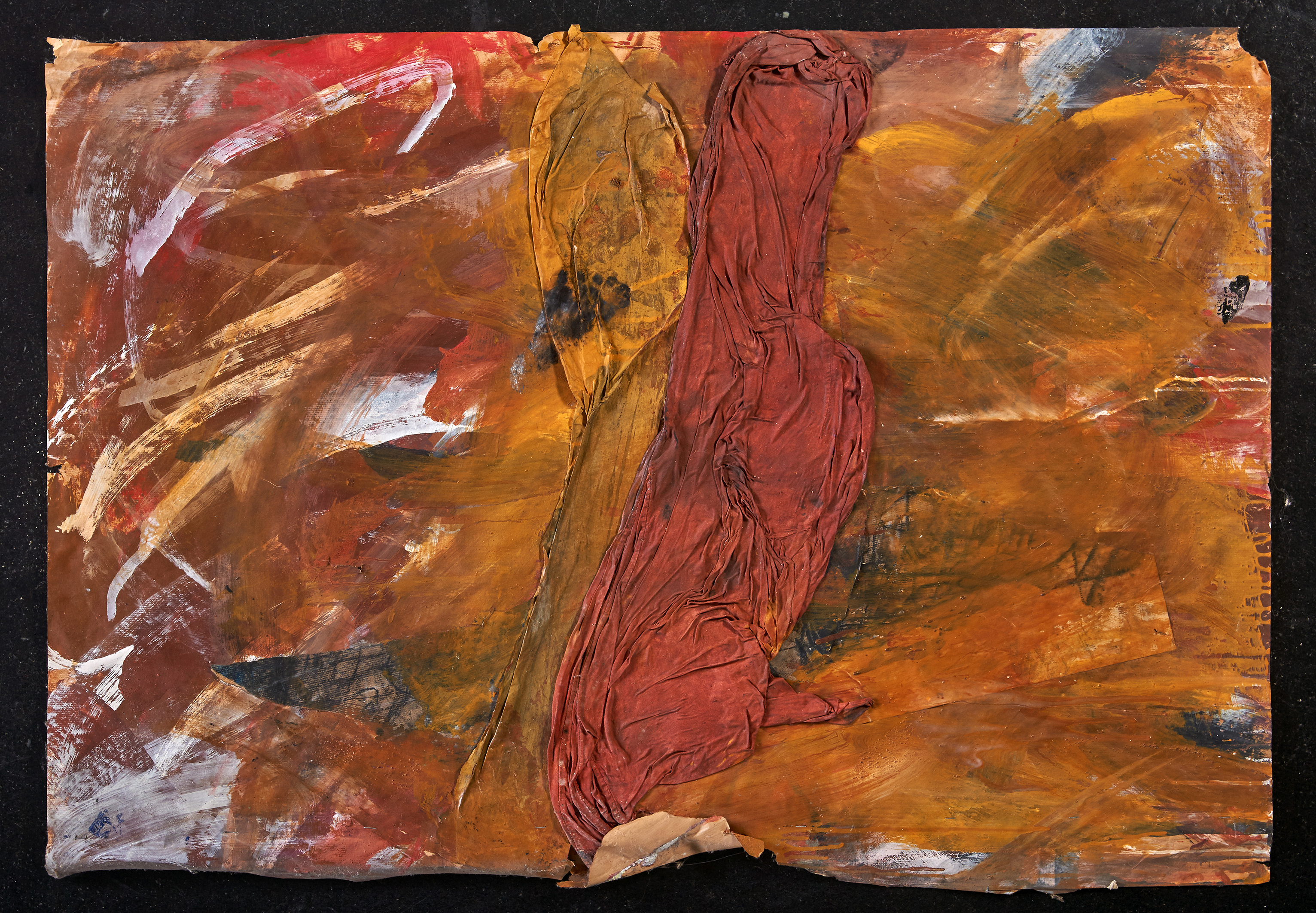 1992, Malerei, Öl, Acryl, Collage auf Kraftpapier