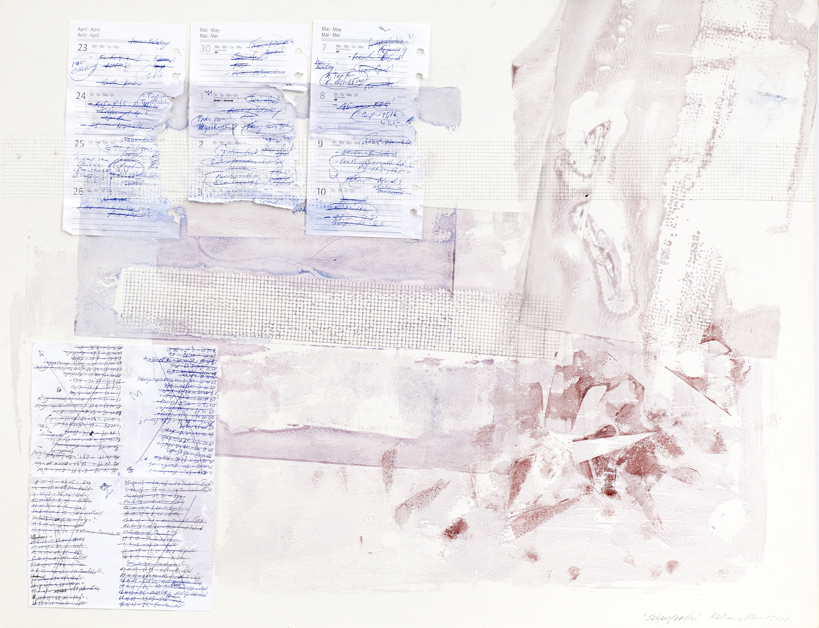2015, Schaufenster, Acryl, Tinte, Collage auf Papier